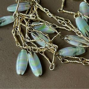 Gold Plated 23.5% Palladium 52" Rainbow Glass Beaded Necklace-Unique